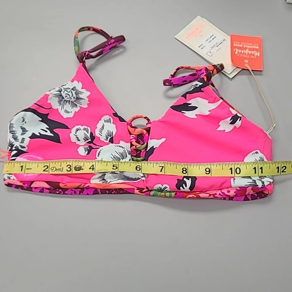 Maaji Reversible Pink Floral Bikini Top Size M